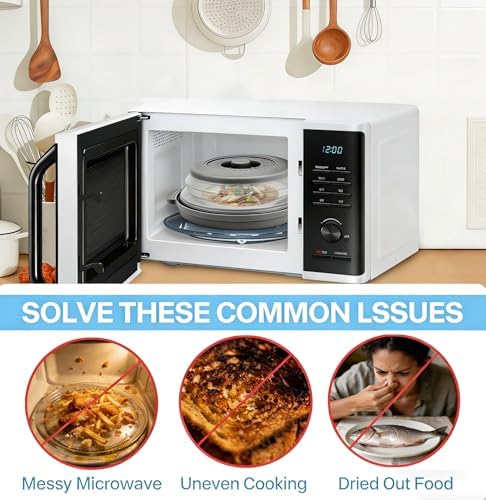2 Pack Microwave Cover for Food with Anti-scald Base Plate,Large