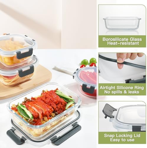 BAYZZ 30-Piece Glass Food Storage Containers with Lids