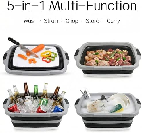 XL BBQ Prep Tub with Lid, Portable Collapsible BBQ Prep Tub with