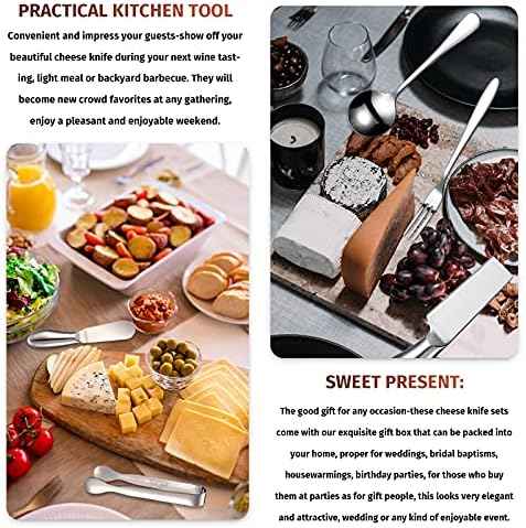 Patelai Charcuterie Board Accessories Cheese Knife Set, Silver, 20 Pieces