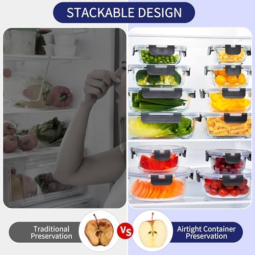 MFY 12-Pack Glass Storage Containers with Lids