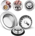 Mudder 3 Pcs Sink Plug Stopper Drain Strainer, Silver