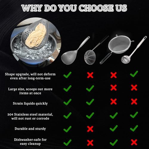 Skimmer Slotted Spoon, Large Size Spaghetti Spoon (2 Pcs)