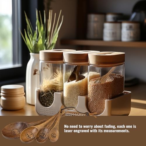 Wooden Measuring Cups and Spoons Set - Eco-Friendly Solid Acacia Wood