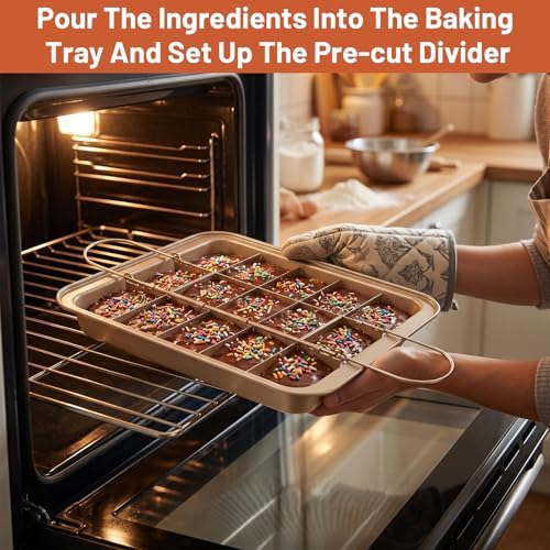 2 Pack Brownie Pan with Dividers 12.4X8X2 Inches and Brownie Cutter