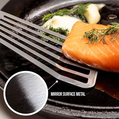 Fish Spatula Stainless Steel Set - 1 Large + 1 Small stainless