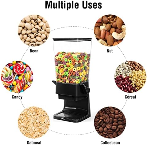Cereal Dispenser Countertop Dual Dry Food Dispenser (Black,1PC)