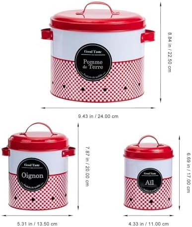 Potato Storage Buckets and Lids 3 Pcs with Vent Design Stainless Steel