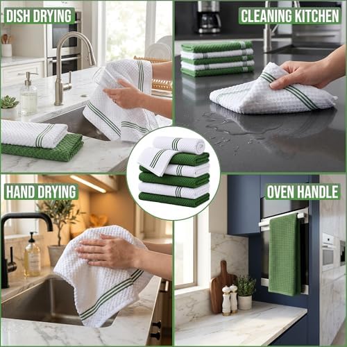 Kitchen Towels, Set of 6, 15 x 25 Inch, Kitchen Towels Cotton