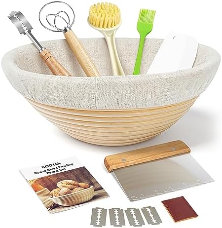Kootek Banneton Bread Proofing Basket with Accessories, 9 Inch, Round