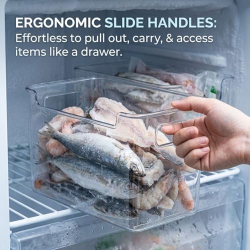 Clear Freezer Storage Bins,4pc Bottom Drawer Freezer Storage Bins
