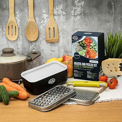 Cheese Grater with Container and Lid, Peeler Set