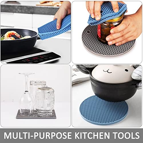 Trivets for Hot Dishes, 4 Pack Silicone Hot Pads for Kitchen, Non-Slip