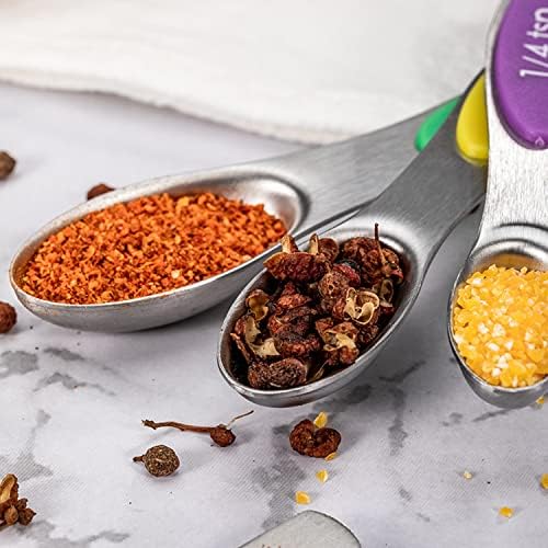 Set of 7 Stainless Steel Magnetic Measuring Spoons Set with Leveler