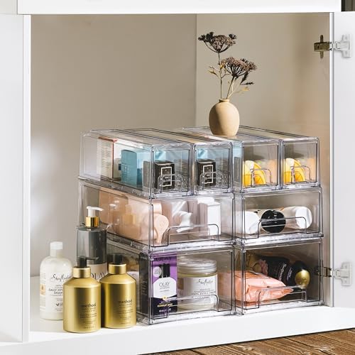 Sorbus Clear Storage Drawers, Small Wide, 2 Pack