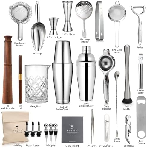 Etens 33-Piece Pro Bartender Kit, Bar Tools Cocktail Shaker Set for