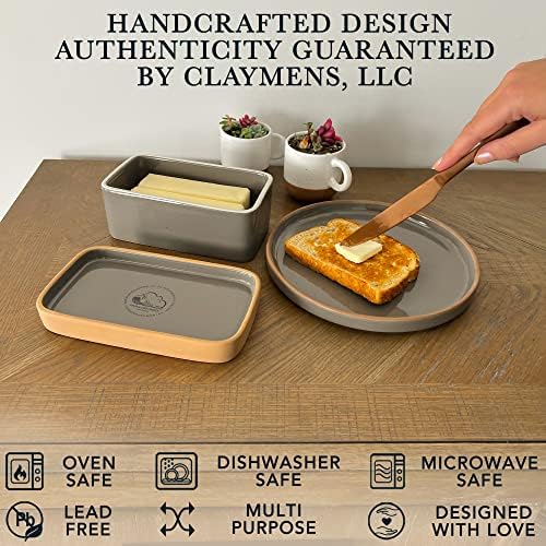 MORA CERAMICS HIT PAUSE Two-in-One Butter Dish with Lid, Covered Crock