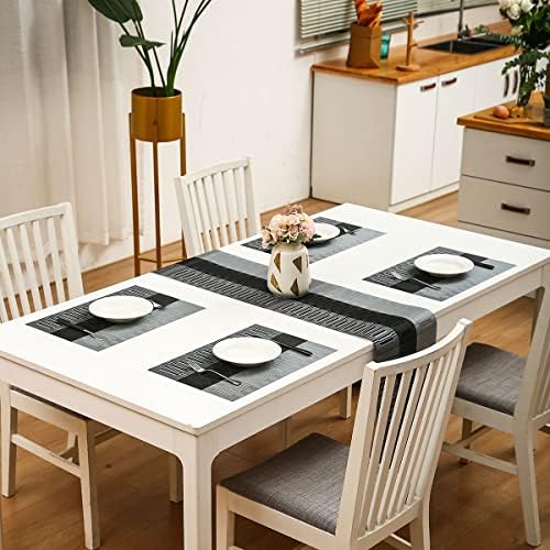 HeloHo Black Placemats Set of 4 Heat-Resistant Washable Place Mats