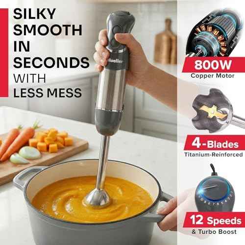 Mueller Multistick 5-in-1 Immersion Blender Handheld, 12-Speed Hand