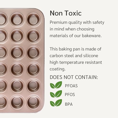 HAPPIELS 24 Cup Mini Muffin Pan Nonstick, PFOA & BPA Free