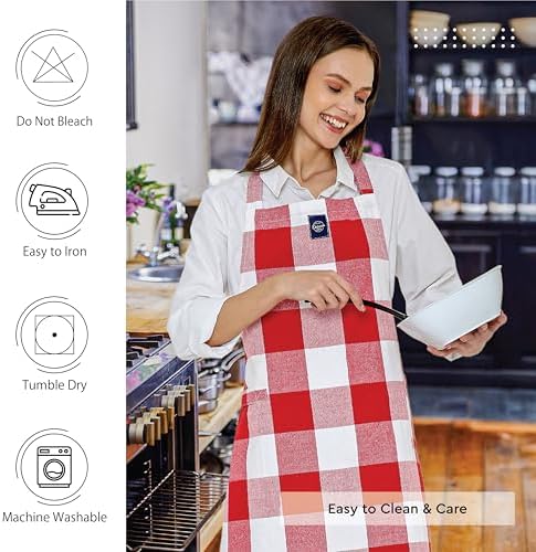 Encasa XO Cotton Kitchen Aprons for Women & Men with Pocket & Towel