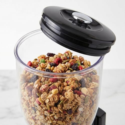 ZevrO Dry Food & Cereal Dispenser, 4.4 Cups, Black/Chrome, Original Dual