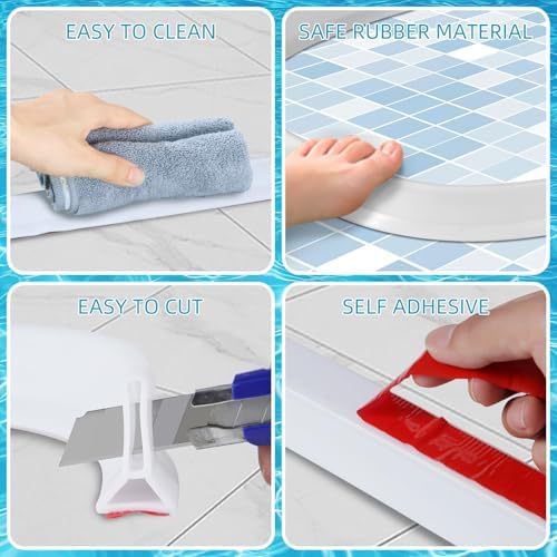 2'' High Shower Threshold Water Dam, Collapsible Water Splash Guard