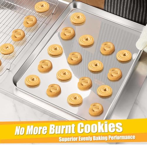 Homikit 3 Pack 18x13 Inch Stainless Steel Baking Half Sheet Set, Heavy