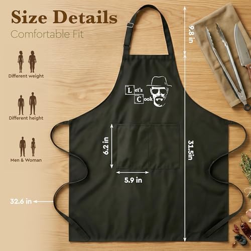 Funny Chef Apron Gifts for Men, Cooking BBQ Grilling Adjustable Bib