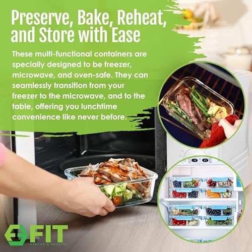 Glass Meal Prep Containers, 35 oz, 3 Pack