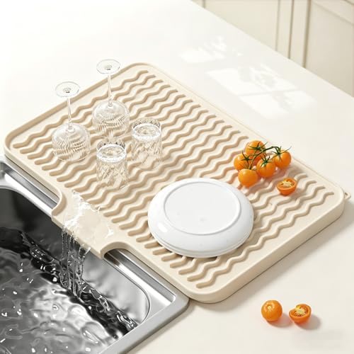 Rnivvi Silicone Dish Drying Mat for Kitchen Counter, 16 x 12" Drainer
