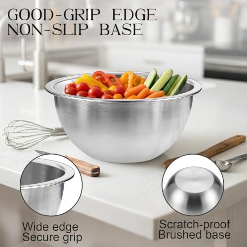 Stainless Steel Mixing Bowls with Colander Set, Home & Kitchen Essentials