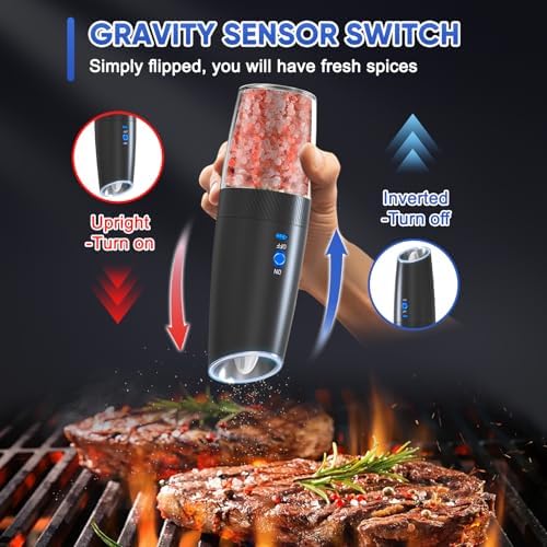 RECHARGEABLE - Gravity Electric Pepper and Salt Grinder Set