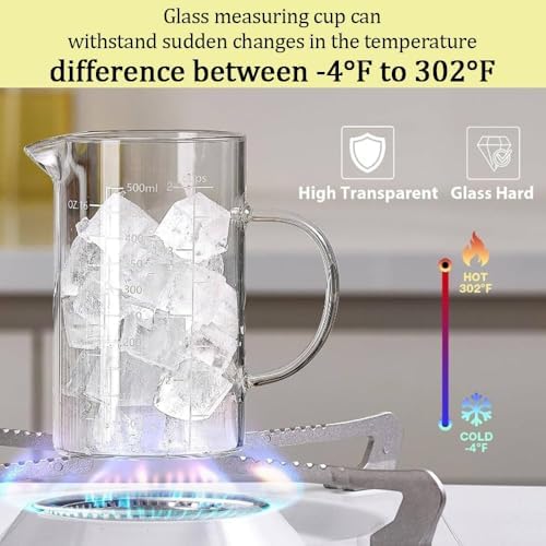 500ML 2 CUP Glass Liquid Measuring Cup with Blank Label