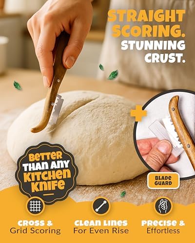 CRUSTLOVE Bread Lame 2-Piece Set for Controlled Dough Scoring with 5