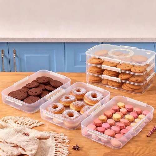 Plastic Cookie Storage Containers Airtight,3-Layer Food Storage