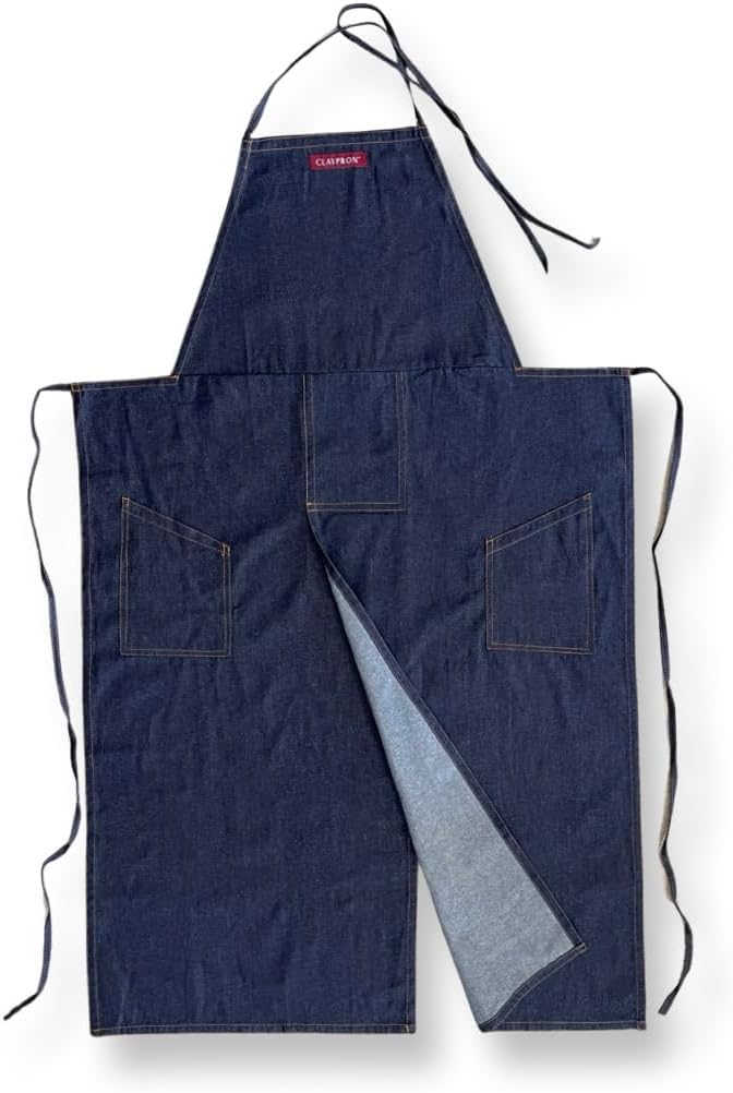 BLUE DENIM, the original split overlapped apron by Claypron