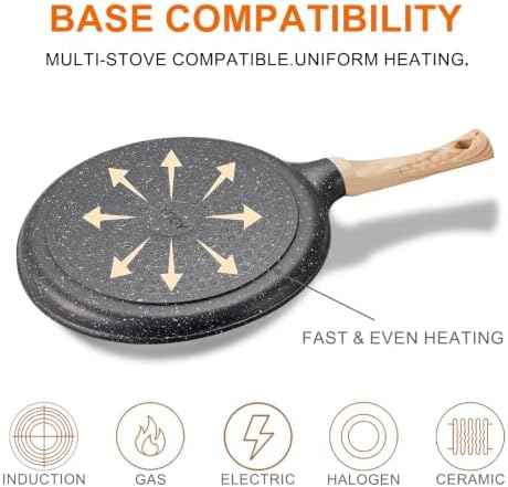 10-Inch Nonstick Griddle Pan, Premium Granite Coating Flat Skillet for