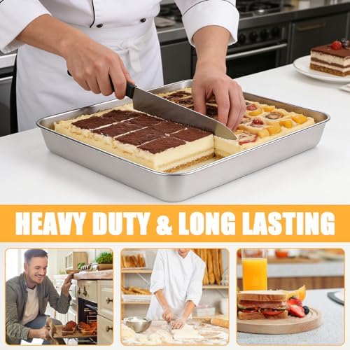 9x13 Inch Stainless Steel Baking Sheet, Quarter Sheet Pan, 2 Pack
