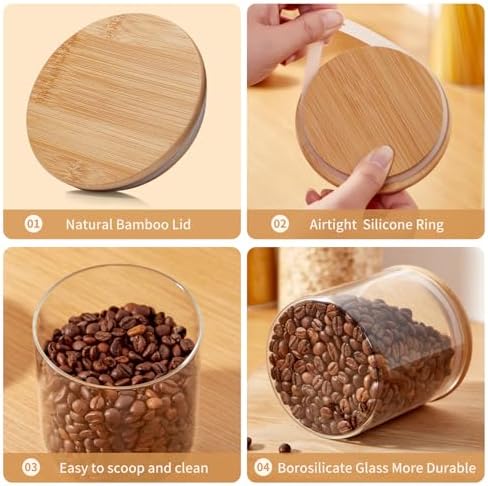 Glass Food Storage Jars with Lids[Set of 5], Perfect for Pasta