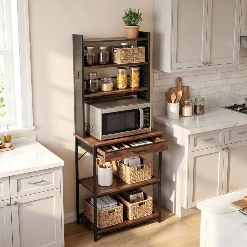 L-Shaped Microwave Stand, Matte Black, 26"