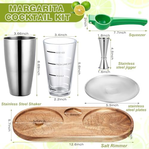 Mifoci 6 Pcs Acacia Wood Margarita Gift Set, Salt and Sugar Rimmer