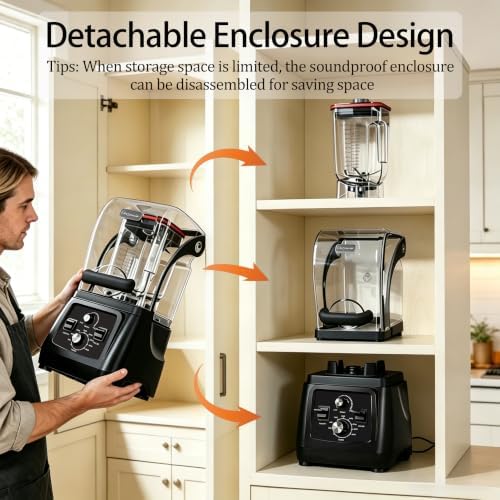 2200W Commercial Blenders for Smoothies 64oz,Adjustable Speed,1-6 Min