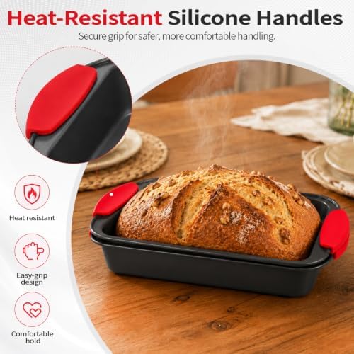 2 Pcs Non-Stick Meatloaf Pans with Drain Tray, PFOA-Free High-Carbon
