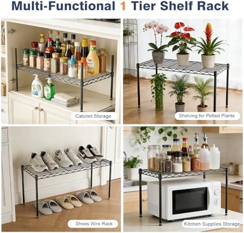 1-Tier Wire Shelf Rack,30" Wx14 Dx17 H,Single Metal Shelves Rack