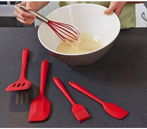EastDeals Silicone Kitchen Utensils Set, 10 Piece, Red