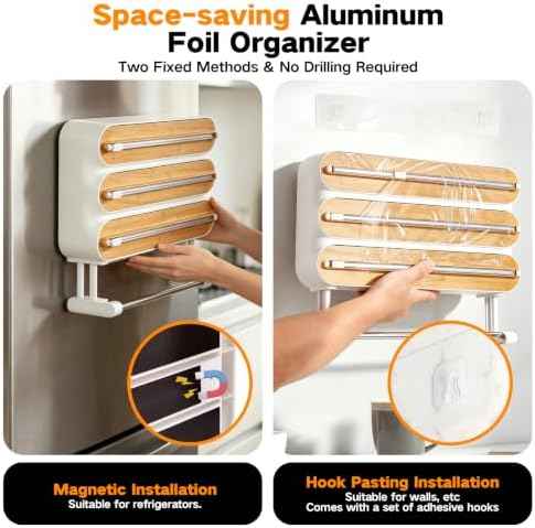 4-in-1 Wrap Dispenser with Cutter – Magnetic Kitchen Organizer