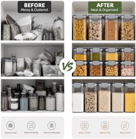 3-Piece Vacuum Seal Food Storage Containers with Pump, Airtight Clear