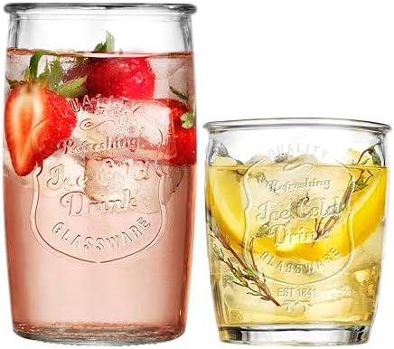 Glaver's Ice Cold Set of 8 Drinking Glasses 4-20 Oz Highball Glasses