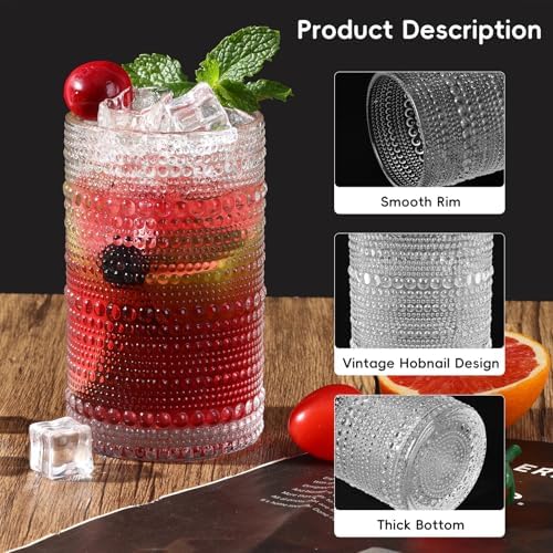 Moretoes Hobnail Drinking Glasses Set of 16 Vintage Water Glass Cups